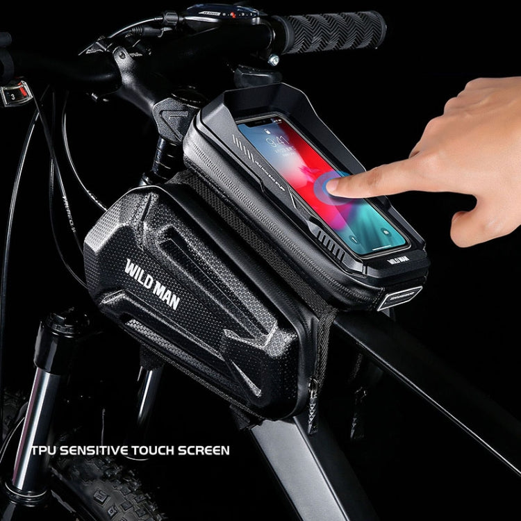 WILD MAN XT6 1.2L Mountain Bike EVA Hard Shell Waterproof Phone Touch Screen Top Tube Bag, XT6 (Solar), XT6 (Twill)
