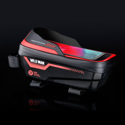 WILD MAN ES12 1L Mountain Bike Front Beam Bag Bicycle Waterproof Phone Saddle Bag, ES12 (Black), ES12 (Red), ES12 (Grey), ES12 (Blue)