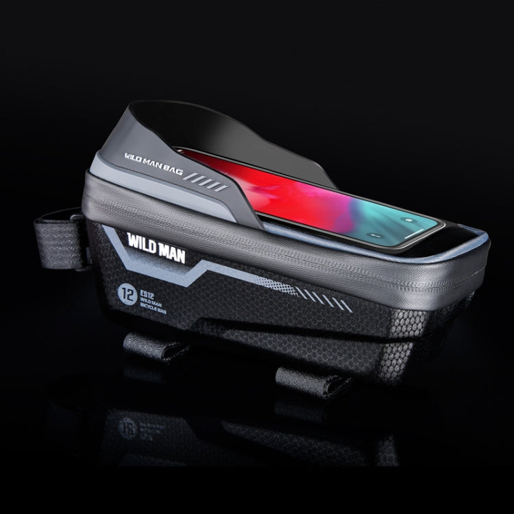 WILD MAN ES12 1L Mountain Bike Front Beam Bag Bicycle Waterproof Phone Saddle Bag, ES12 (Black), ES12 (Red), ES12 (Grey), ES12 (Blue)