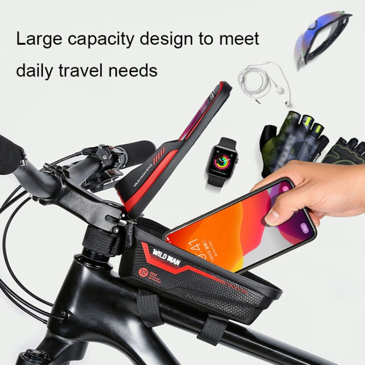 WILD MAN ES12 1L Mountain Bike Front Beam Bag Bicycle Waterproof Phone Saddle Bag, ES12 (Black), ES12 (Red), ES12 (Grey), ES12 (Blue)