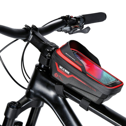 WILD MAN ES12 1L Mountain Bike Front Beam Bag Bicycle Waterproof Phone Saddle Bag, ES12 (Black), ES12 (Red), ES12 (Grey), ES12 (Blue)