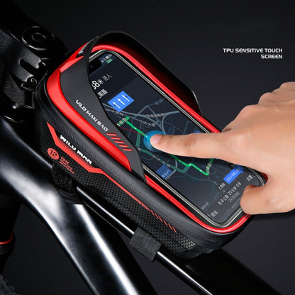 WILD MAN ES12 1L Mountain Bike Front Beam Bag Bicycle Waterproof Phone Saddle Bag, ES12 (Black), ES12 (Red), ES12 (Grey), ES12 (Blue)