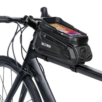 WILD MAN XT5 1.2L EVA Hard Shell Bike Front Beam Bag Touch Screen Phone Waterproof Bag, XT5 (Twill), XT5 (Solar)
