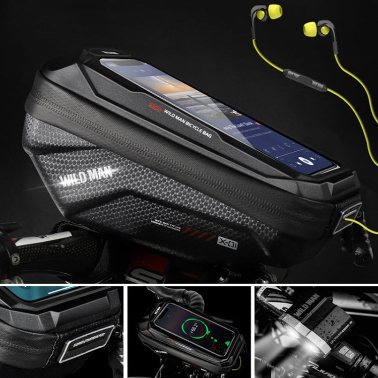 WILD MAN X1 1L EVA Hard Shell Bicycle Phone Touch Screen Handlebar Bag Waterproof Cycling Bag, X1 1L (Red)
