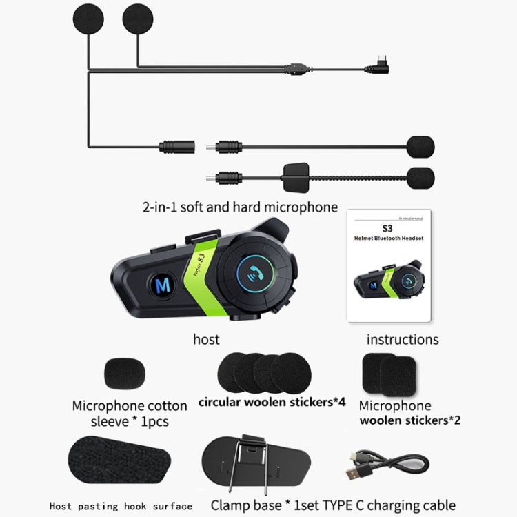 S3 Motorcycle Helmet Bluetooth Headset For Full and Half Helmets