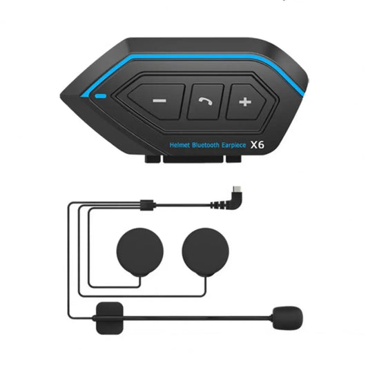 X6 Helmet Bluetooth Headset Wireless Waterproof Moto Handsfree Stereo Headphone