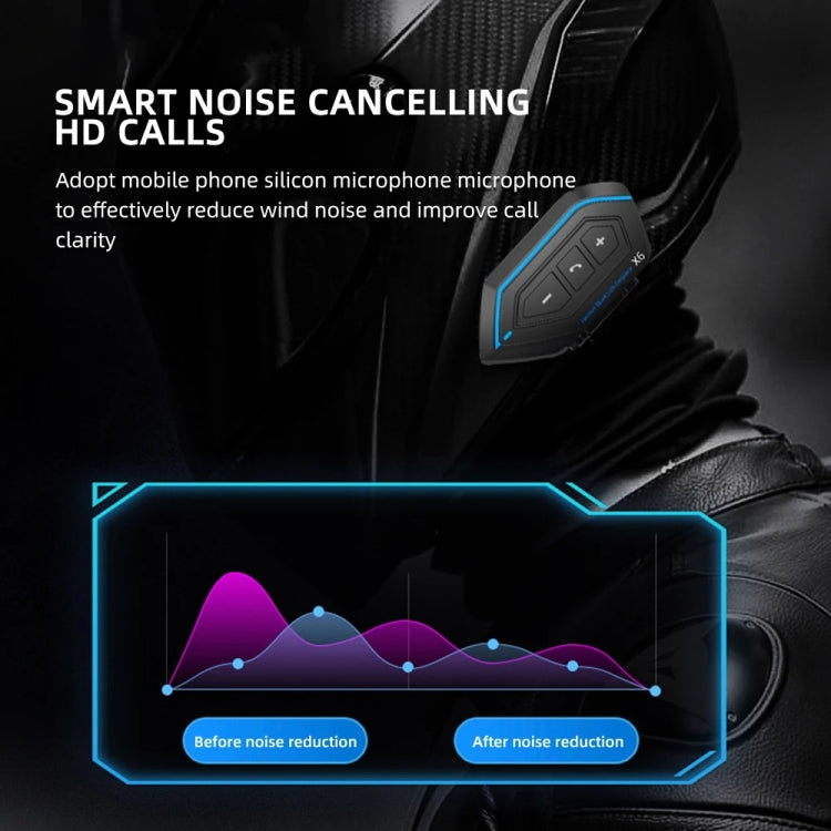 X6 Helmet Bluetooth Headset Wireless Waterproof Moto Handsfree Stereo Headphone