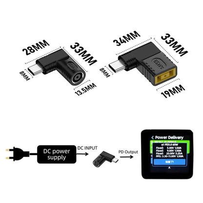 65W Female To Type-C Male DC Power To PD Power Laptop Multifunction Adapter, 7.9x0.9mm A, 7.4x0.6mm B, Square Port C, 6.5x1.4mm D, 6.3x3.0mm E, 5.5x2.5mm F, 5.5x2.1mm G, 5.5x1.7mm H, 5.5x1.0mm I, 4.8x1.7mm J, 4.0x1.7mm K, 4.0x1.35mm L, 4.5x3.0mm M...