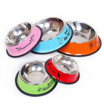 Anti-tip Stainless Steel Pet Bowl Cat Dog Food Basin, M 15cm, L 18cm, XL 22cm, XXL 26cm