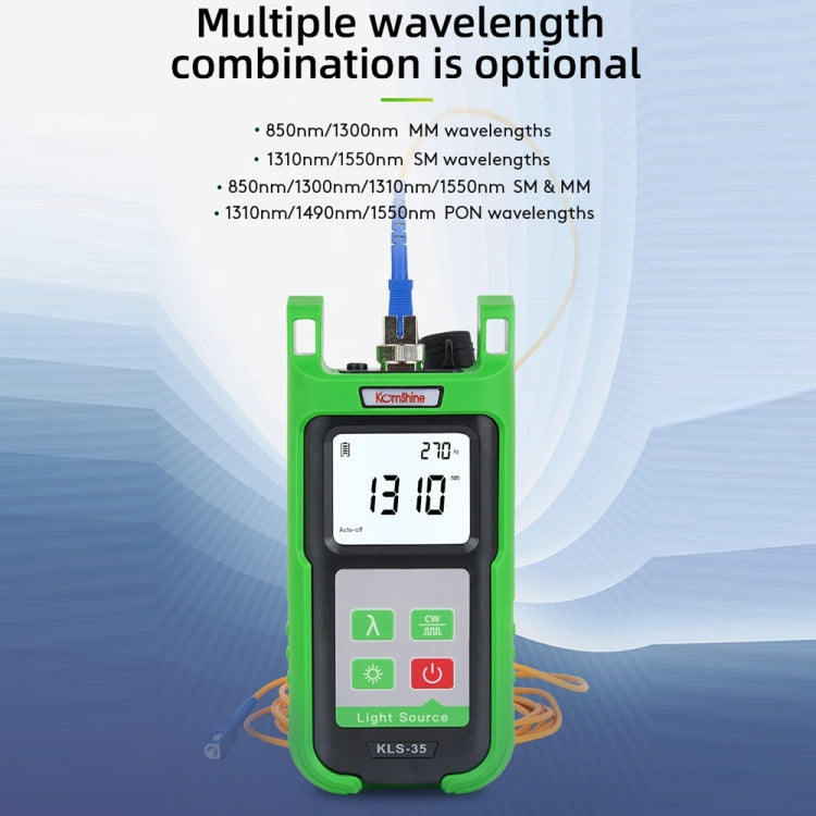 Komshine Handheld Laser Light Source Fiber Tester with LED Backlight, KLS-35-S, KLS-35-M, KLS-35-MS, KLS-35-PON