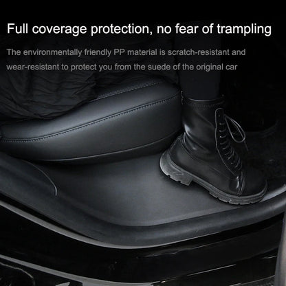 For Tesla Model Y Rear Door Built-In Sill Strip Rear Seats Anti-Kick Leather Protective Pad, Black, Carbon Fiber, TPE