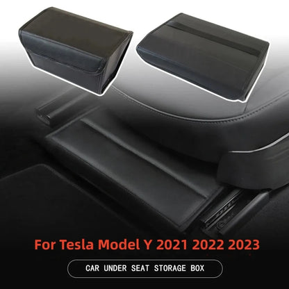 For Tesla Model Y PU Leather Car Interior Storage Glove Box Modification Accessories, Seat Model, Air Outlet Model