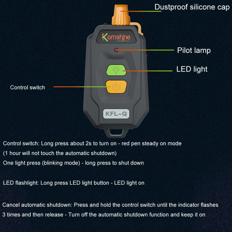 Komshine 15km Mini Optical Fiber Breakpoint Positioning Test Red Light Pen, KFL-Q-20MW, KFL-Q-30MW