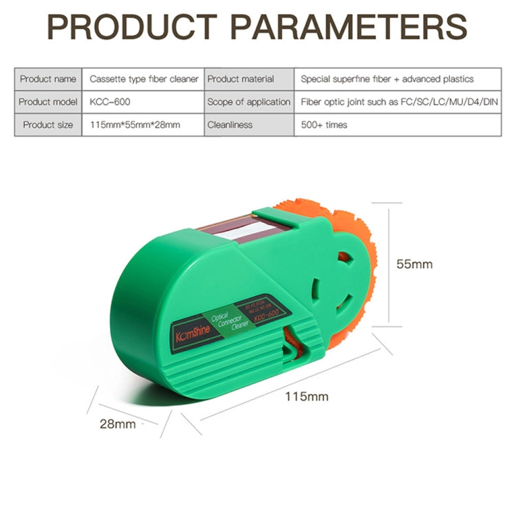 Komshine Handheld Cassette Optical Fiber Connector Cleaning Cartridge With Core, Fiber Connector Box