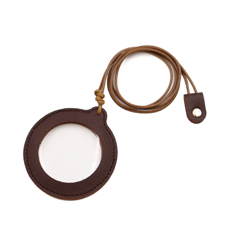 3X Adjustable Hanging Magnifier Portable Elderly Magnifying Glass with Leather Case, Black, Light Brown, Coffee