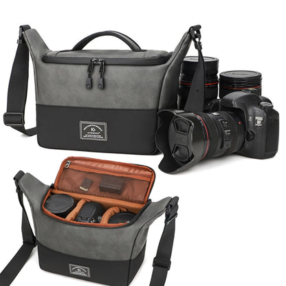 PU Leather Shoulder Crossbody Photography Bag SLR Camera Bag Lens Storage Bag