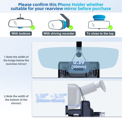 Car Rearview Mirror Phone Holder 360 Degree Rotation Smartphones Stand