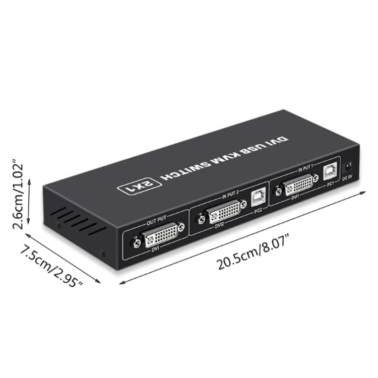 4K DVI USB KVM Switch DVI 2 In 1 Out Adapter Two Computer Shared Switcher Hub, SW88