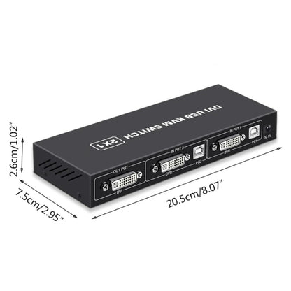 4K DVI USB KVM Switch DVI 2 In 1 Out Adapter Two Computer Shared Switcher Hub, SW88