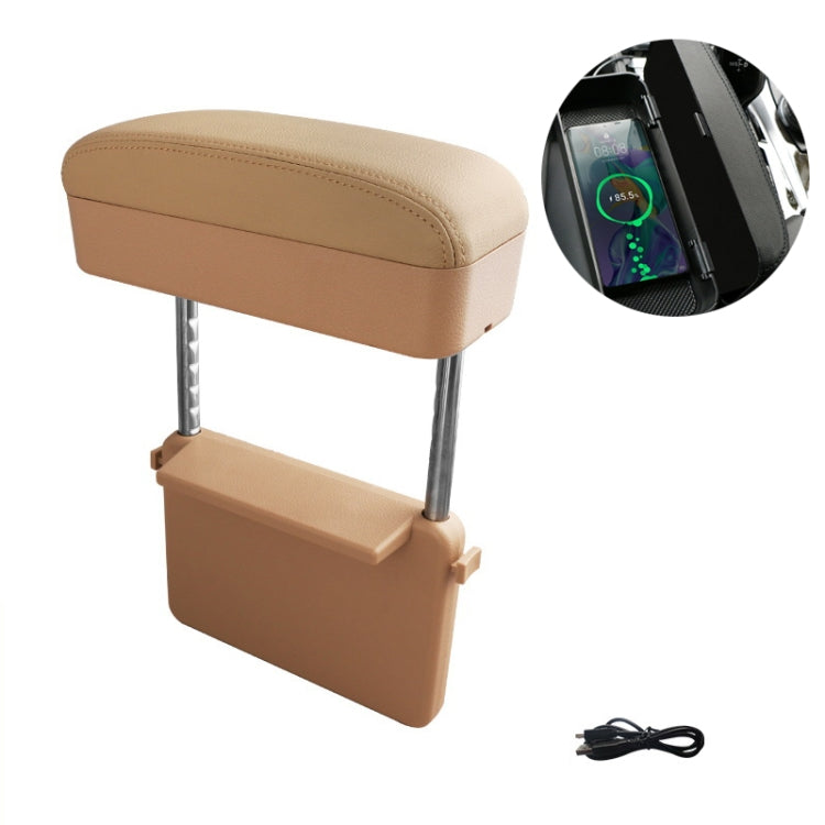 Car Wireless Charging Armrest Box Multifunctional Seat Crack Storage Box, Beige, Black White Line, Black Red Line, Black Line, Brown, Grey