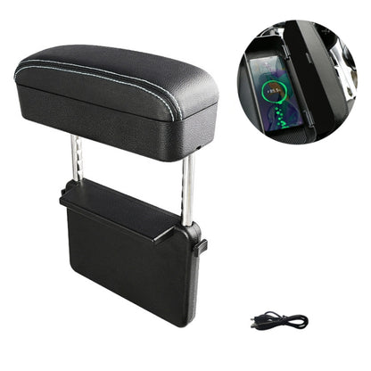 Car Wireless Charging Armrest Box Multifunctional Seat Crack Storage Box, Beige, Black White Line, Black Red Line, Black Line, Brown, Grey