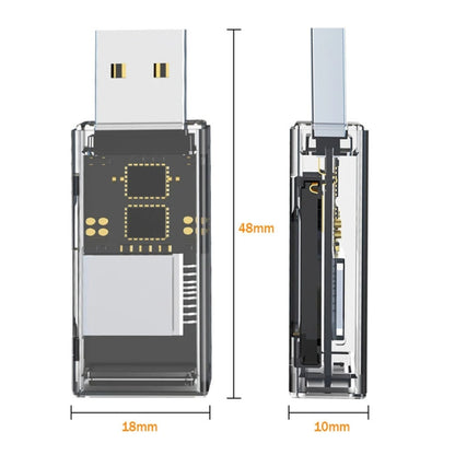 OTG Converter USB To SD/TF 2 In 1 Multi-Function Transparent Card Reader, Transparent