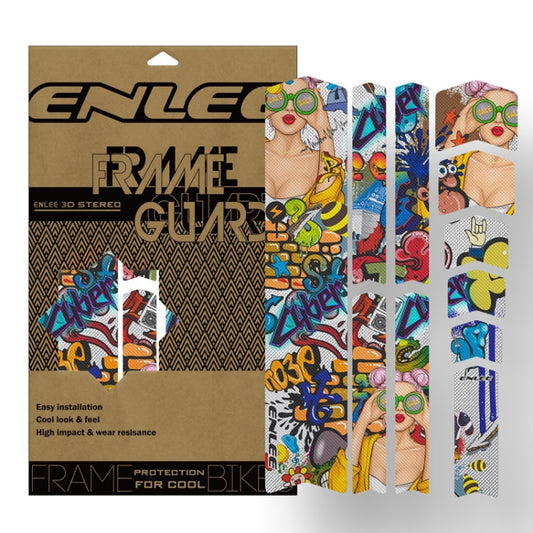 ENLEE 11pcs /Set Mountain Bike Frame Color Changing Anti-Scratch Sticker Waterproof Protective Film For Cycling Equipment, Colorful Beauty, Colorful Forest, Caterpillaine