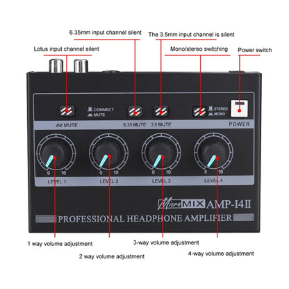 Mini HIFI 8-channel Monitoring Portable Headphone Amplifier Distributor, AMP-i4Ⅱ