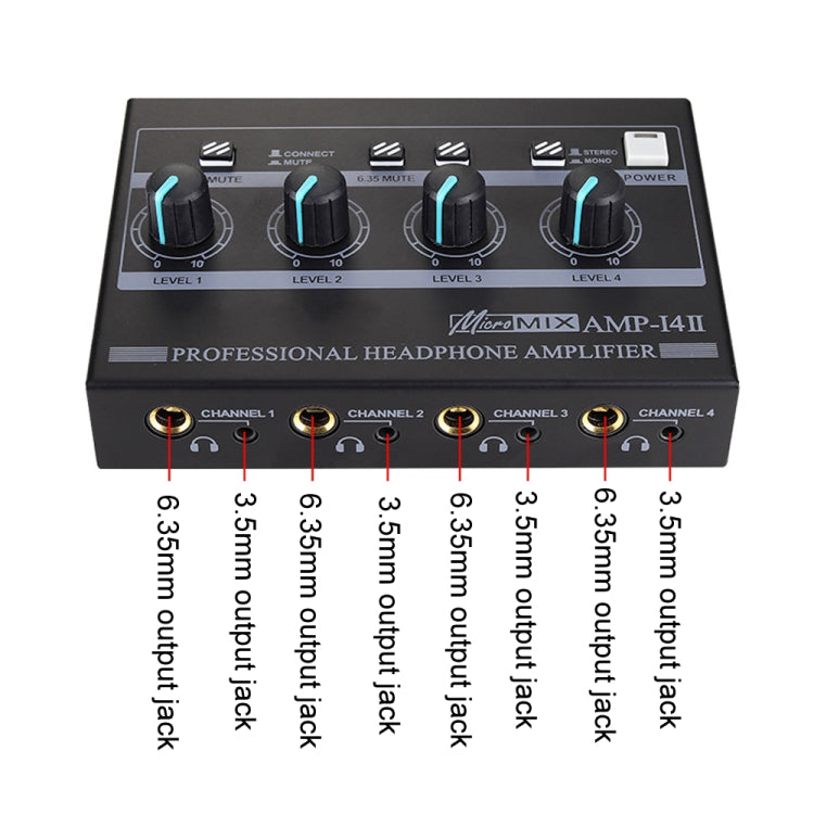 Mini HIFI 8-channel Monitoring Portable Headphone Amplifier Distributor, AMP-i4Ⅱ