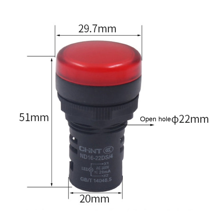 CHINT ND16-22DS LED Signal Light Power AD Indicator Lights, 24V (Red), 24V (Green), 24V (Yellow)