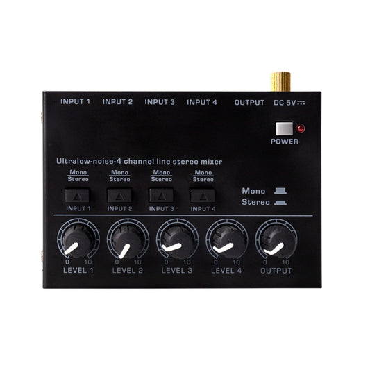 Ultra-compact 4 Channel Stereo Sound Low-noise Mixer For Recording Live Broadcasting, US Plug, MAX400