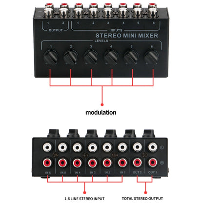 Audio Stereo Hub 6-Channel Passive Mixer Controller, CX600