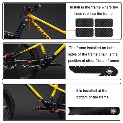 ENLEE E17305 6pcs /Set Road Bike Frame Stickers Thickened Waterproof Chain Guard Protector Decal, Carbon Fiber, Stripe, Anime, Diamond
