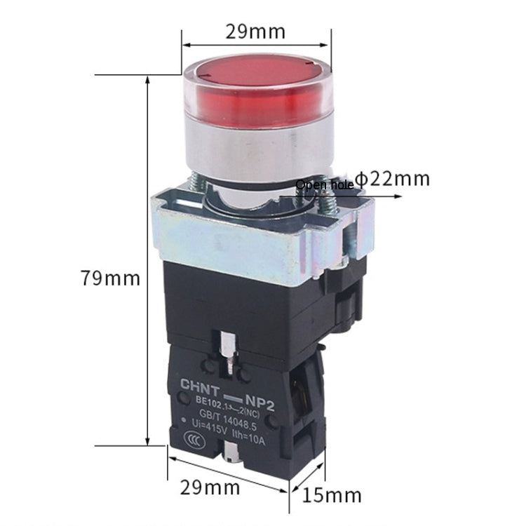 Pushbutton Switches With LED Light Silver Alloy Contact Push Button, CHINT NP2-BW3461/24V 1 NO, CHINT NP2-BW3462/24V 1 NC, CHINT NP2-BW3465/24V 1 NO+1 NC, CHINT NP2-BW3463/24V 2 NO, CHINT NP2-BW3461/220V 1 NO, CHINT NP2-BW3462/220V 1 NC