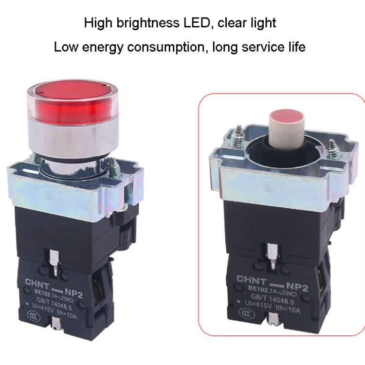 Pushbutton Switches With LED Light Silver Alloy Contact Push Button, CHINT NP2-BW3461/24V 1 NO, CHINT NP2-BW3462/24V 1 NC, CHINT NP2-BW3465/24V 1 NO+1 NC, CHINT NP2-BW3463/24V 2 NO, CHINT NP2-BW3461/220V 1 NO, CHINT NP2-BW3462/220V 1 NC