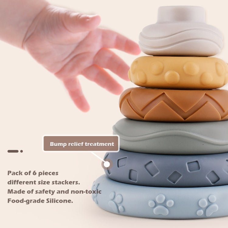 Baby Stacking Nesting Circle Toy Soft Squeeze Building Blocks Sensory Toys, Basic, Koala, White Bear, Elephant, Rabbit, Turtle
