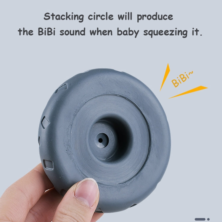 Baby Stacking Nesting Circle Toy Soft Squeeze Building Blocks Sensory Toys, Basic, Koala, White Bear, Elephant, Rabbit, Turtle