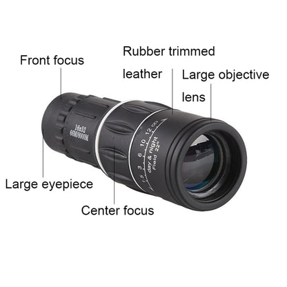 16x52 High Definition Outdoor Bird Viewing Monocular Telescope, 16x52 Prism, 16x52 Green Film, 16x52 without Bag, 16x52 with Clip+Tripod