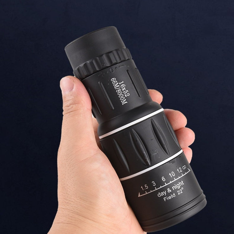 16x52 High Definition Outdoor Bird Viewing Monocular Telescope, 16x52 Prism, 16x52 Green Film, 16x52 without Bag, 16x52 with Clip+Tripod