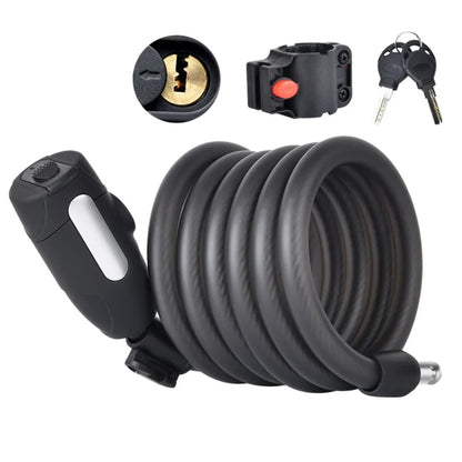 Fixed Portable Anti-theft Thickened Steel Wire Chain Bicycle Lock, Matte Black 1.5m, Matte Black 1.8m
