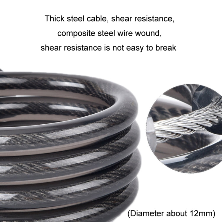 Fixed Portable Anti-theft Thickened Steel Wire Chain Bicycle Lock, Matte Black 1.5m, Matte Black 1.8m