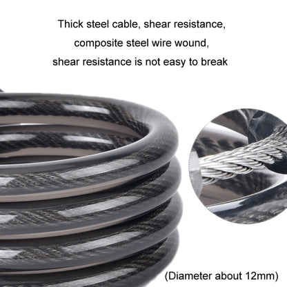 Fixed Portable Anti-theft Thickened Steel Wire Chain Bicycle Lock, Matte Black 1.5m, Matte Black 1.8m