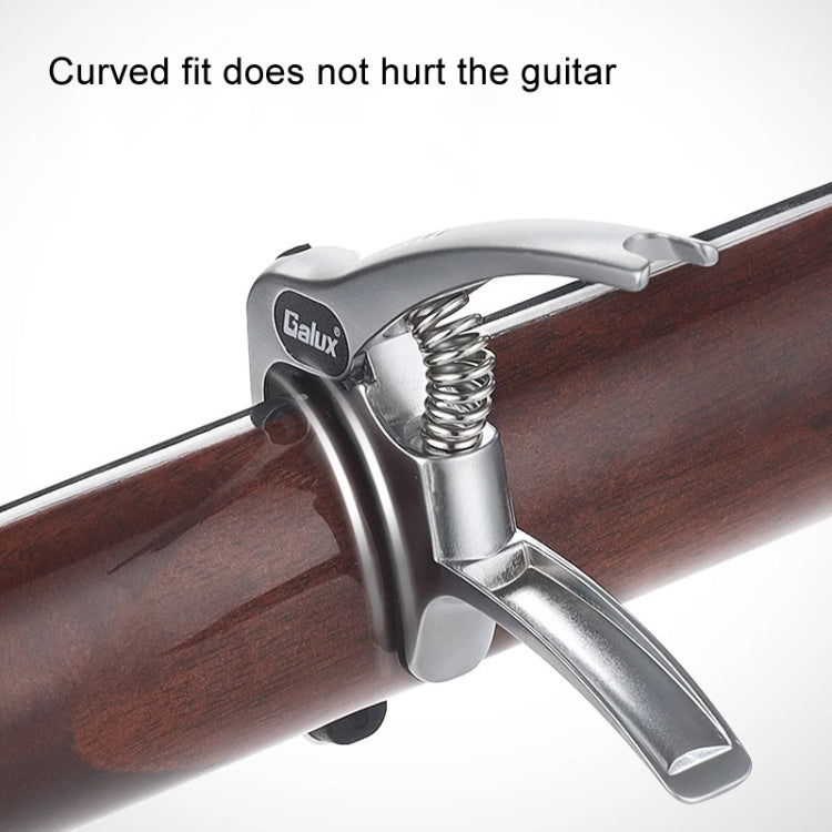 Galux GC501A Acoustic Guitar Pitch Clip Folk Ukulele Metal Clip With Storage Bag, Black, Silver, Fantasy Color, Dark Wood Pattern