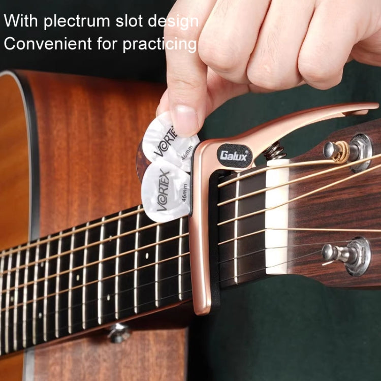 Galux GC501A Acoustic Guitar Pitch Clip Folk Ukulele Metal Clip With Storage Bag, Black, Silver, Fantasy Color, Dark Wood Pattern