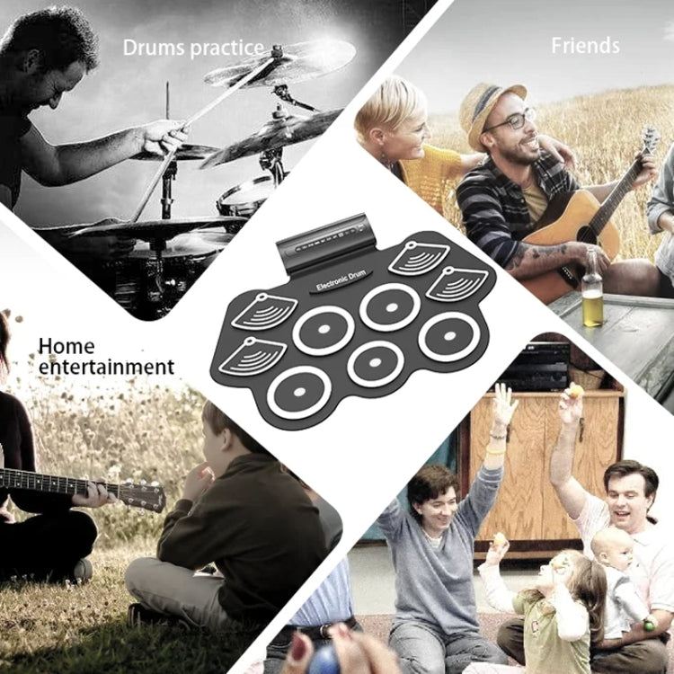 W562 Thickened 7 Drum Set Silicone Hand Rolled Drums Jazz Drums Percussion Instruments Electronic Drums, W562