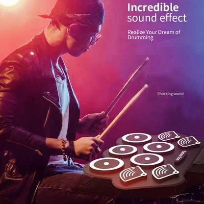 W562 Thickened 7 Drum Set Silicone Hand Rolled Drums Jazz Drums Percussion Instruments Electronic Drums, W562
