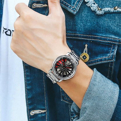 SANDA P1057 Men Skeleton Quartz Steel Strap Personalized Watch