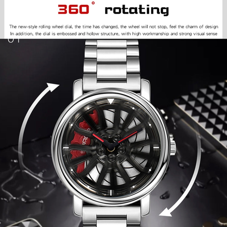 SANDA P1057 Men Skeleton Quartz Steel Strap Personalized Watch