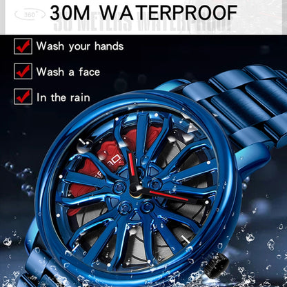 SANDA P1057 Men Skeleton Quartz Steel Strap Personalized Watch
