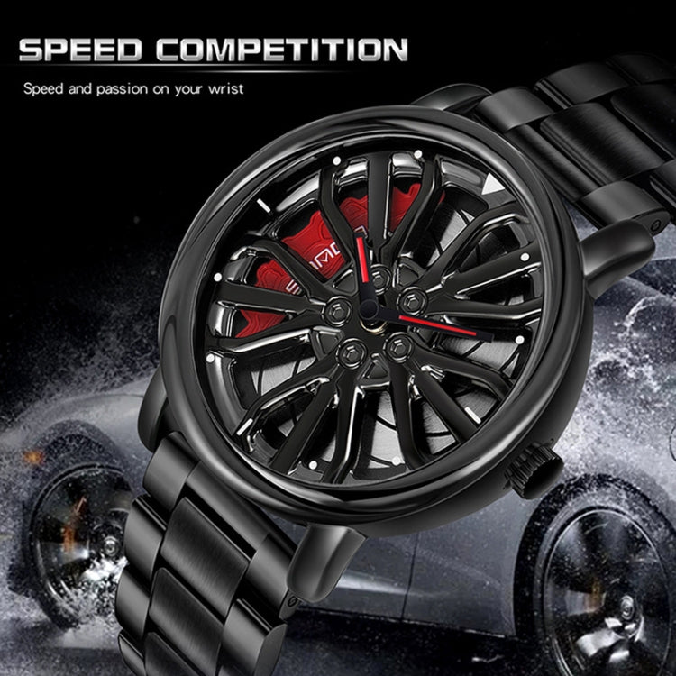 SANDA P1057 Men Skeleton Quartz Steel Strap Personalized Watch